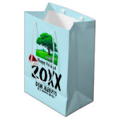 Oak Tree Logo | Santa Hat Happy Holidays Business Medium Cadeauzakje (Voorkant Gekanteld)