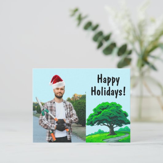 Oak Tree Logo | Tree Trimming Service Marketing Feestdagenkaart (Staand voorkant)