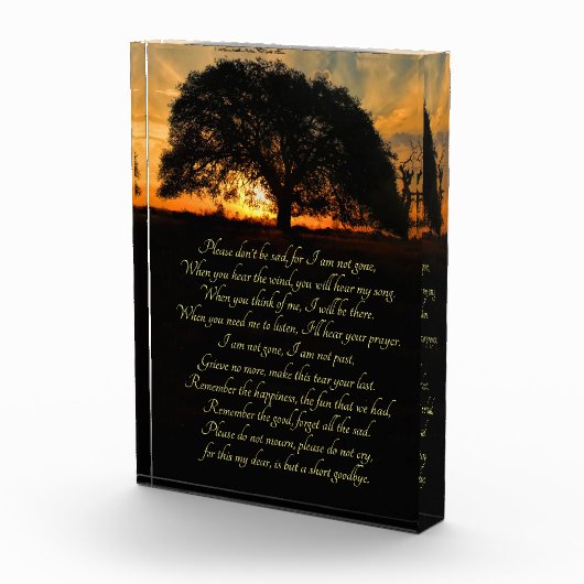 Oak Tree Memorial Tribution Poem Fotoblokken (Rechts)