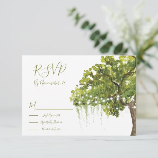 Oak Tree Moss-kaarten voor verlichting RSVP (Staand voorkant)