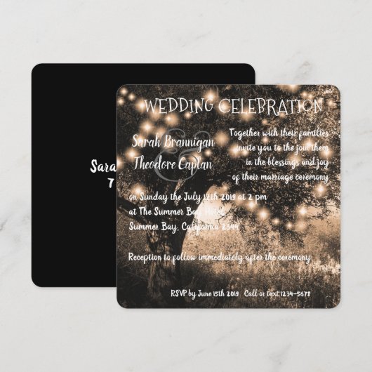  Oak Tree nachtlampjes country bruiloft Kaart (Voorkant / Achterkant)