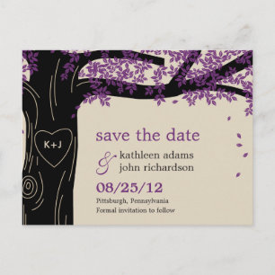 Oak Tree Paars Wedding Save the Date Briefkaart