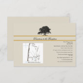 Oak Tree Plantation Gold Border Wedding Directions Informatiekaartje (Voorkant / Achterkant)