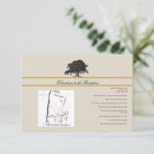 Oak Tree Plantation Gold Border Wedding Directions Informatiekaartje (Staand voorkant)