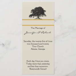 Oak Tree Plantation in Gold Wedding Program Programmakaart