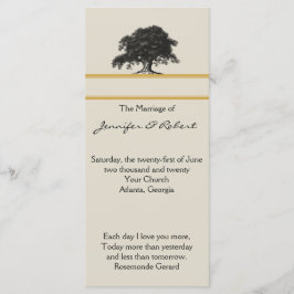 Oak Tree Plantation in Gold Wedding Program Programmakaart