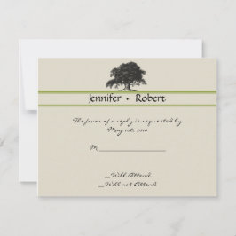 Oak Tree Plantation in Green Response Card RSVP Kaartje