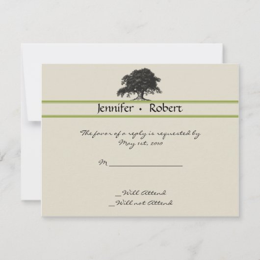 Oak Tree Plantation in Green Response Card RSVP Kaartje (Voorkant)