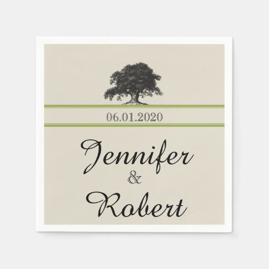 Oak Tree Plantation in Green Wedding Servet (Voorkant)