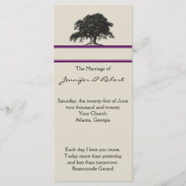 Oak Tree Plantation in het Paarse huwelijksprogram Programmakaart