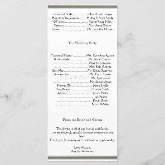 Oak Tree Plantation Wedding Programme Programmakaart (Achterkant)