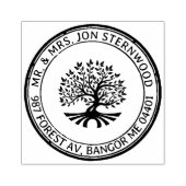 Oak Tree Rustic Border Adres Natuur en zaken Rubberstempel (Afrduk)