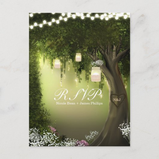 Oak Tree Rustic Enchanted Forest Garden RSVP-kaart Uitnodiging Briefkaart (Voorkant)