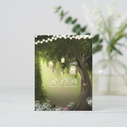 Oak Tree Rustic Enchanted Forest Garden RSVP-kaart Uitnodiging Briefkaart (Staand voorkant)