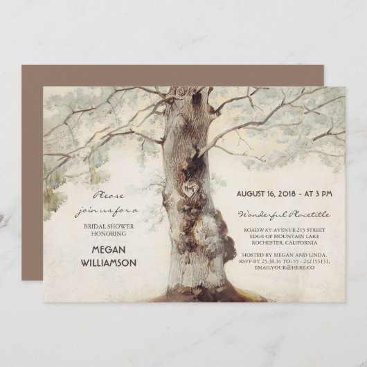 Oak Tree Rustic Vrijgezellenfeest Kaart (Voorkant / Achterkant)