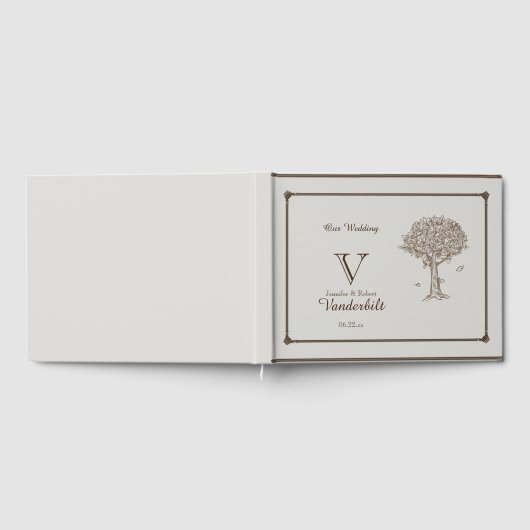 Oak Tree Sketch Bruiloft Gastenboek (Volledig)