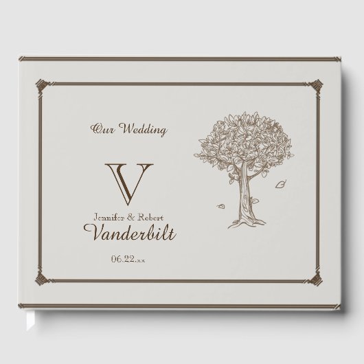 Oak Tree Sketch Bruiloft Gastenboek (Voorkant)