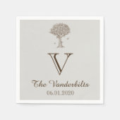 Oak Tree Sketch Wedding Napkin Servet (Voorkant)