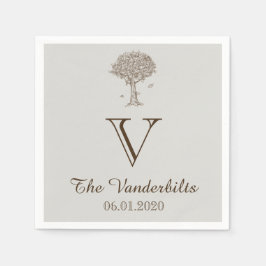 Oak Tree Sketch Wedding Napkin Servet