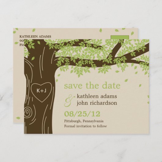 Oak Tree Sla de datum Briefkaart (Voorkant / Achterkant)