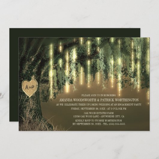 Oak Tree Spaans Mos Verlovingsfeest Uitnodigingen (Voorkant / Achterkant)