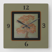 Oak Tree Square Wall-klok Vierkante Klok (Voorkant)