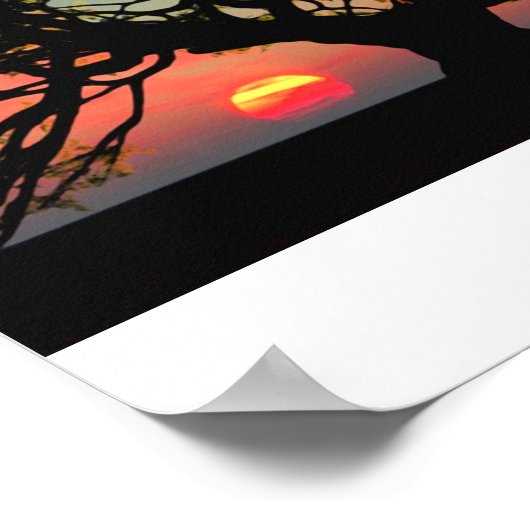 Oak Tree Sunset Poster (Hoek)
