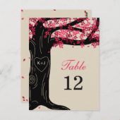 Oak Tree Trouwtafel Nummer Kaart - Fuchsia (Voorkant / Achterkant)