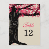 Oak Tree Trouwtafel Nummer Kaart - Fuchsia (Voorkant)