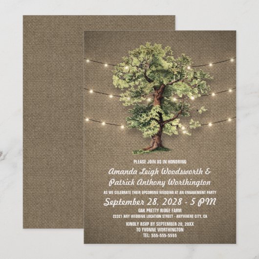  Oak Tree Verlovingsfeestuitnodigingen Kaart (Voorkant / Achterkant)