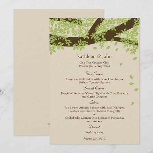 Oak Tree Weddenmenu Card Menu (Voorkant / Achterkant)
