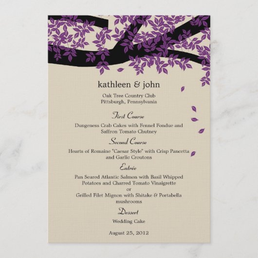 Oak Tree Weddenmenu Card Menu (Voorkant)