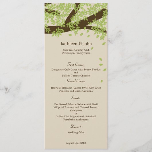 Oak Tree Weddenmenu Card Menu (Voorkant)