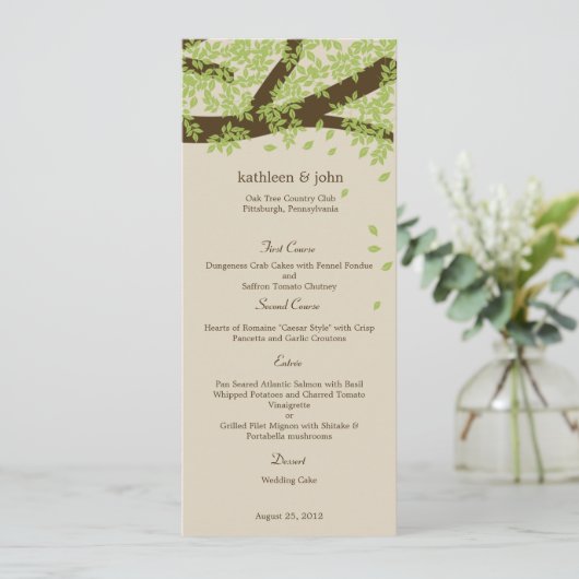Oak Tree Weddenmenu Card Menu (Staand voorkant)