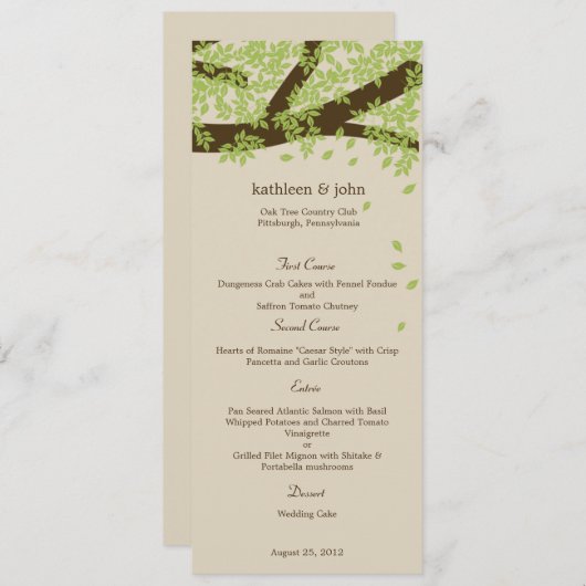 Oak Tree Weddenmenu Card Menu (Voorkant / Achterkant)