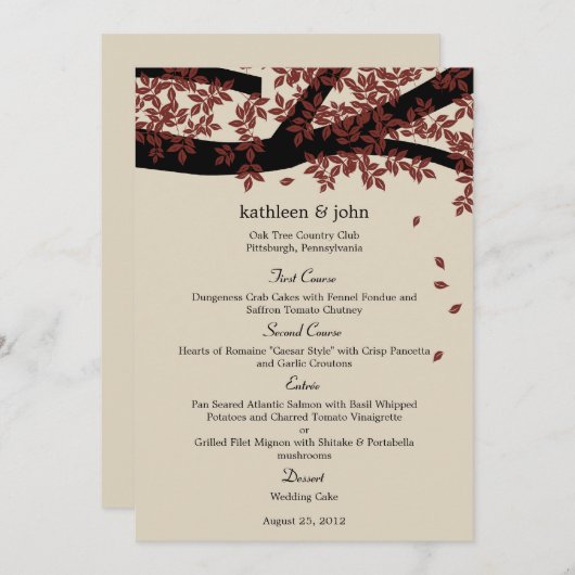 Oak Tree Weddenmenu Card Menu (Voorkant / Achterkant)