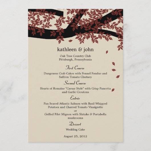 Oak Tree Weddenmenu Card Menu (Voorkant)