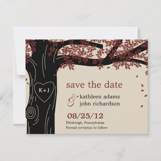 Oak Tree Weddenschap Save the Date Card (Voorkant)
