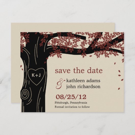 Oak Tree Weddenschap Save the Date Card (Voorkant / Achterkant)