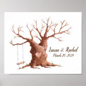 Oak Tree Weddign Fingerprint Guest Book Poster (Voorkant)