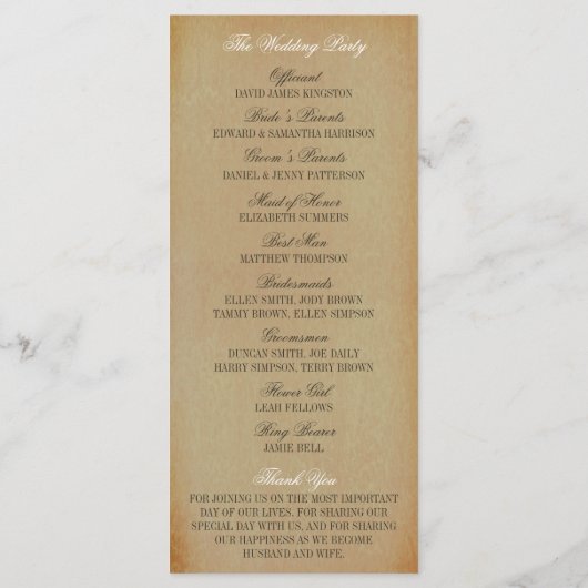  Oak Tree Wedding Collectie - Programma Programmakaart (Achterkant)