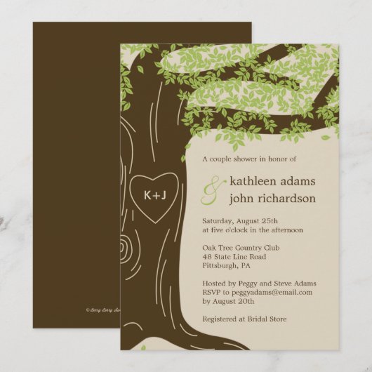 Oak Tree Wedding Douche Uitnodiging (Voorkant / Achterkant)