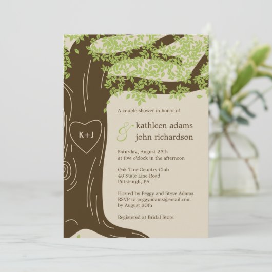 Oak Tree Wedding Douche Uitnodiging (Staand voorkant)