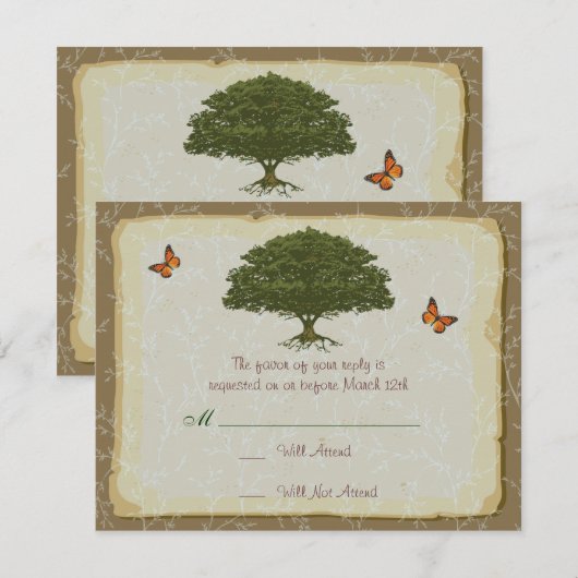 Oak Tree Wedding Matching RSVP (Voorkant / Achterkant)