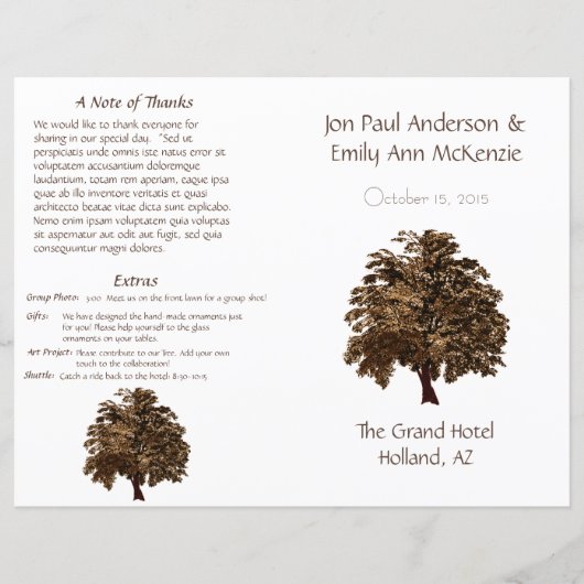 Oak Tree Wedding Program (Voorkant)