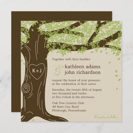 Oak Tree Wedding Uitnodiging (Voorkant / Achterkant)