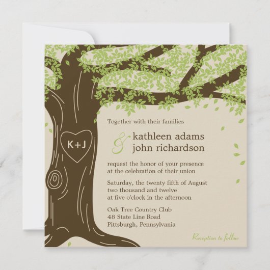 Oak Tree Wedding Uitnodiging (Voorkant)
