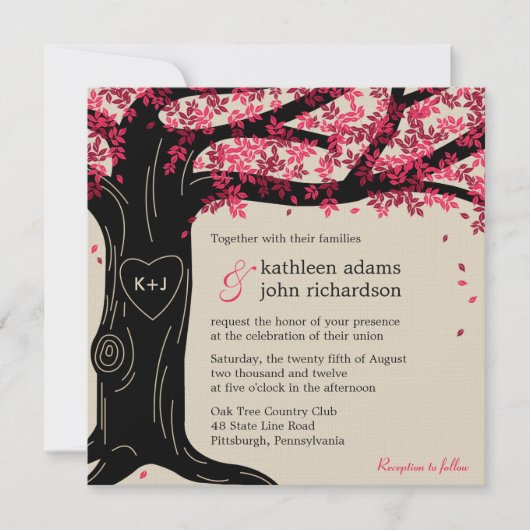 Oak Tree Wedding Uitnodiging (Voorkant)
