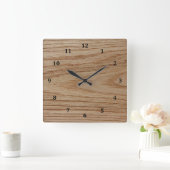 Oak Wood Grain Kijk uit Vierkante Klok (Huis)