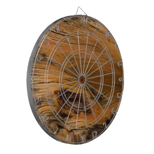 Oak Wood Metal Dartboard Dartbord (Voorkant Links)